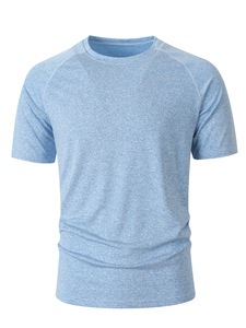 Nuevos productos de comercio exterior transfronterizo 2026: Camiseta deportiva informal de manga corta con cuello redondo y color liso para hombre, con iones. - Product Image 4