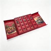 Boîte de calendrier de l'Avent Premium 24 jours, boîte cadeau en papier rigide avec impression personnalisée du logo, thème course automobile, 24 tiroirs
