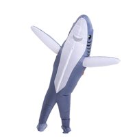 Costume gonflable de mascotte de requin de dessin animé pour Halloween, en acier inoxydable, pour performance scénique et festival