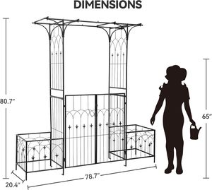 Hot <strong>Metal</strong> Wedding <strong>Arch</strong> Outdoor Garden Arched Arbor <strong>with</strong> <strong>Gate</strong> for Climbing Plant - Product Image 2