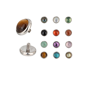 Joyería <span class=keywords><strong>para</strong></span> Piercing de Labio con Parte Superior de Piedra Natural, Bisel de Titanio, Piedras Semipreciosas, Disco Precioso, 16G, Rosca Interna - Product Image 2