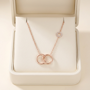 New Collection Manufacturer Export Double Circle Design Chain Fine Jewelry Set 18K <b>Solid</b> <b>Gold</b> Natural Diamond <b>Pendant</b> Necklace - Product Image 5