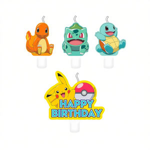 Bougies d'anniversaire Pokémon, lot de 4 pièces avec Pikachu, Charmander, Bulbasaur, Squirtle - Product Image 2