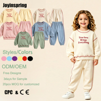 Ensemble de survêtement deux pièces en coton et polyester pour filles, col rond, haut à manches longues et pantalon de jogging, couleur et logo personnalisés, directement de l'usine