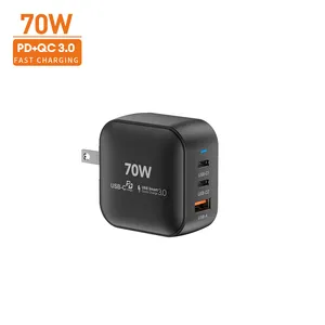 High Quality 65Watt 70W Qc3.0 PD Travel USB Charger 65W Wall Super Fast Laptop Charger Travel Adapters Type C Charger For Tablet