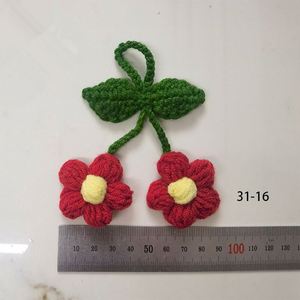 Blossom Crochet Charm Handmade Flower Keychain Bag Decor DIY Puff Flower Hanging Ornament <b>Gift</b> for Her - Product Image 3