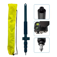 Pértiga telescópica de aluminio para topografía RTK de 0.63-1.8m con nivel de burbuja para receptor GNSS