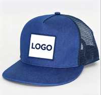 Topi Trucker Jaring dengan Patch Logo Custom, Snapback Adjustable, Model Baseball