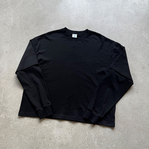 Poids lourd 280GSM <span class=keywords><strong>t</strong></span>-shirts coton Double couche à manches longues <span class=keywords><strong>T</strong></span>-<span class=keywords><strong>shirt</strong></span> Streetwear Logo personnalisé surdimensionné Boxy recadrée hommes <span class=keywords><strong>t</strong></span>-shirts - Product Image 5