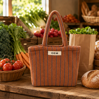 Sac fourre-tout de luxe personnalisé en tissu éponge pour femme, rayé, à bandoulière, pour la plage, les voyages, la natation, l'été, vente en gros