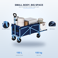 Troli Lipat Mini OEM untuk Berkemah 150KG 150L Kain Oxford 600D Warna Kustom Ukuran Rangka Penutup Roda Putar 360 Derajat Troli Utilitas