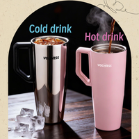 Vaso Térmico Moderno de Acero Inoxidable de Doble Pared con Aislamiento al Vacío, con Asa para Sostener con una Mano