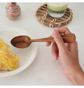 Cuchara Clásica Japonesa <span class=keywords><strong>de</strong></span> Madera <span class=keywords><strong>de</strong></span> Teca para Servir Postres, Mango Largo <span class=keywords><strong>de</strong></span> Madera Maciza, Utensilios Domésticos Ecológicos - Product Image 3