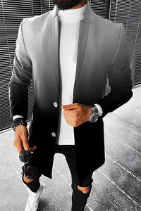 新着メンズスリムフィットシングルブレストビジネスフォーマルトップコートスタイリッシュな冬用スタンド襟ピーコート暖かいトレンチ - Product Image 2