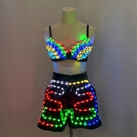 Costume de lapin lumineux et coloré Richshining avec masque de lapin, combinaison robot LED, soutien-gorge lumineux pour femme, idéal pour les bars, les clubs et les spectacles sur scène