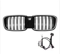 Grille de pare-chocs avant ABS noir brillant Double ligne avec lumière LED pour Bmw X3 G01 2018-2021