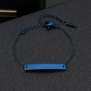 Plain Titanium Steel Laser-Engraved Simple Smooth Flat <b>Bracelet</b> for Women and Children - Product Image 3
