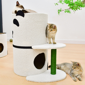 DEKU 3-Tier torre letto per gatti con graffiatura in cartone gatto albero torre Condo mobili Scratch Post per gattini Pet House Play - Product Image 4