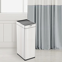 30L HN-ZH Silver Modern Rectangular Smart Sensor Trash Can - Motion Sliding Lid, Ozone Function for Household Use