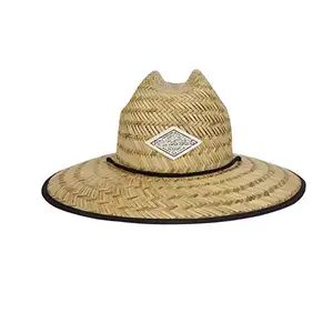 UPF Custom Straw Lifeguard Hat China Manufacturer Sombrero De Paja Hombre Mat grass lifeguard straw surf hat