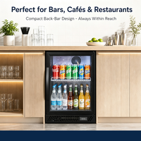 Réfrigérateur à boissons commercial à porte vitrée simple pour bar, mini-réfrigérateur à refroidissement par air sans givre 2 ℃ -10 ℃   pour Bar Supermarché Hôtel