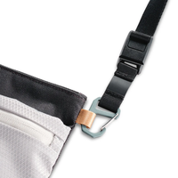 Pochette d'épaule noire et blanche à double fermeture éclair, sangle réglable, crochets de fixation et face en maille pour marques, marque privée, MOQ 300 unités