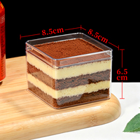 Boîte à dessert carrée en plastique transparent avec couvercle, boîte à mousse PS, boîte à tiramisu, emballage pour gâteau aux fruits, emballage pour boulangerie, conteneur à bonbons en gros