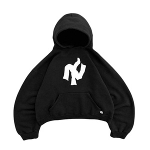 Sudadera con capucha para hombre, estilo streetwear negro, con diseño de logo, personalizada, de forro polar desgastado, oversize, de peso pesado, con cremallera y lavado ácido. - Product Image 4