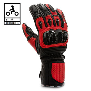 Befast TRONIK Guantes de cuero con certificación CE Negro Rojo XL - Product Image 1