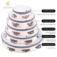 Fast Delivery KIRSTEN CT-1 Durable Wooden Hand Drum 4 Inch Mini Wholesale Tambourine Galvanized Bell Plate Single Layer Drum