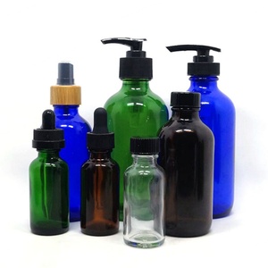 0.5oz 1oz 2oz 4oz 8oz 16oz <b>Empty</b> Custom boston Round Light Purple Glass Cosmetic Lotion Shampoo <b>Bottle</b> with Black Pump Caps - Product Image 3