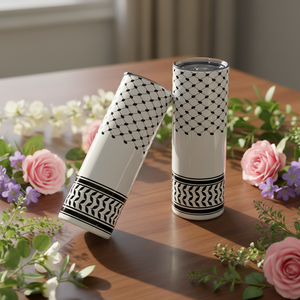 Vaso Personalizado con Logotipo e Ilustraciones Impresas con UV, Diseño Palestino Kuffiyeh, Regalo Personalizado - Product Image 1