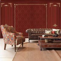 Traditionelles Europäisches Holzmaserung-Weinrot Vlies-Wandtuch, Wasserdicht, für Einkaufszentren und TV-Hintergründe, Einfache DIY-Installation