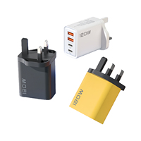 Cargador de Teléfono Móvil de Carga Rápida de 120 W, Cargador Multi-Puerto Dual PD + Dual USB con Enchufes Europeos y Estadounidenses, Cargador PD de 20 W para Todos los Teléfonos