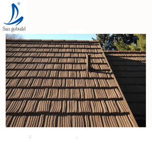 Draps de toit <span class=keywords><strong>en</strong></span> métal revêtu de pierre décorative, plante classique, approvisionnement de plaques, <span class=keywords><strong>en</strong></span> aluminium-zinc, noir ondulé - Product Image 2