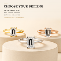 Bague Solitaire en Or 18K avec Diamant de Laboratoire DEF Taille Émeraude 2 Carats, 4 Griffes, Design de Luxe Personnalisé, Cadeau de Mariage, Approvisionnement Direct Usine