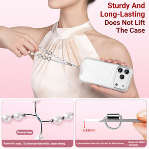 Cuerda colgante para iPhone <span class=keywords><strong>17</strong></span> Pro Max, cadena de perlas para teléfono, llavero antipérdida, cuerda colgante personalizada con diseño de gato para mujer, clip metálico - Product Image 5