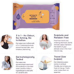 Biokleen marque privée 25ct Lingettes humides intimes féminines Lingettes d'hygiène non parfumées pour <span class=keywords><strong>femme</strong></span> - Product Image 3
