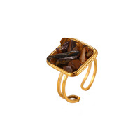 Bague ovale en acier inoxydable de style européen et américain, avec résine colorée, géométrique, ouverte, chaîne, pour femmes, bagues islamiques pour dames