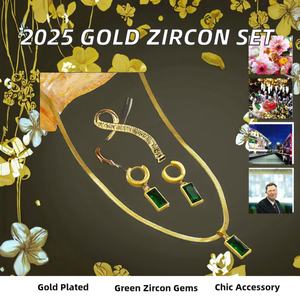 Conjunto de Collar y Aretes Chapados en Oro con Colgante, Joyería Elegante, Regalo de Cumpleaños, Boda, Aniversario, Navidad para Mujer - Product Image 3