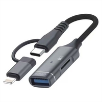 Lector de Tarjetas TF Dos en Uno, Cable Adaptador OTG Tipo C, Convertidor de Alta Velocidad, Venta al Por Mayor Internacional