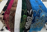 Tissu en dentelle de velours brodé à la main de Dubaï, tissu en tulle brodé de fleurs françaises, paillettes et perles pour robe de mariée
