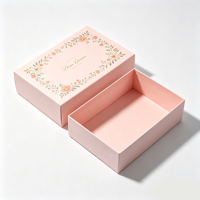 Coffret Cadeau Romantique Rose Poudré, Design Floral Délicat pour Douche Nuptiale & Cadeaux BFF, Boîtes d'Emballage Personnalisées