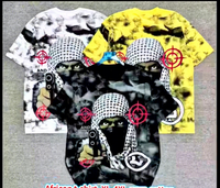 Kaos Pria Lengan Pendek 350g Katun Murni Tebal Bermotif Kartun Cetak Digital Model Longgar Gaya Amerika