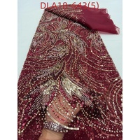 Tissu en dentelle française brodée de perles et de sequins de haute qualité, 5 yards, pour robe de mariée africaine, vente en gros