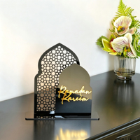 Nouvelles décorations de table en acrylique pour l'Aïd al-Fitr, ornements marocains à double arche pour le Ramadan et la bénédiction de l'Omra