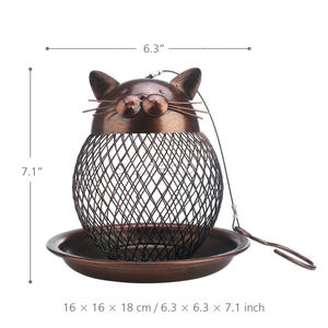 Haustier produkte Niedliche Katzen form Eichhörnchen Proof Bird feeder Garten Eisen Vogelfutter Spender Hängende Metall Vogel häuschen Für Wildvogel - Product Image 4