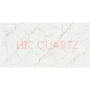 HIC Quartz Golden Vein Marble Look Slab Artificial Quartz Stone Slabs For Countertops, Bathroom Vanity tops and Table tops
