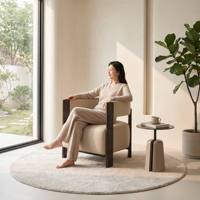 Fauteuil de détente moderne et luxueux, capitonné, confortable, écologique, en teck doré, meubles pour la maison, salon, chambre, salle à manger, hôtel, hôpital