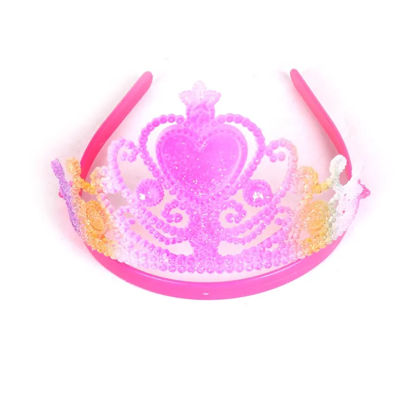 Tiara Kualitas Tinggi Penjualan Laris Di Toko Tiara Plastik Warna-warni Glitter Populer Mahkota Rambut Anak-anak